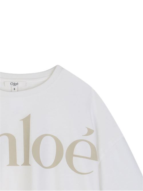 T-shirt bambina Chloé corta bianca Chloe' Kids | C20859117